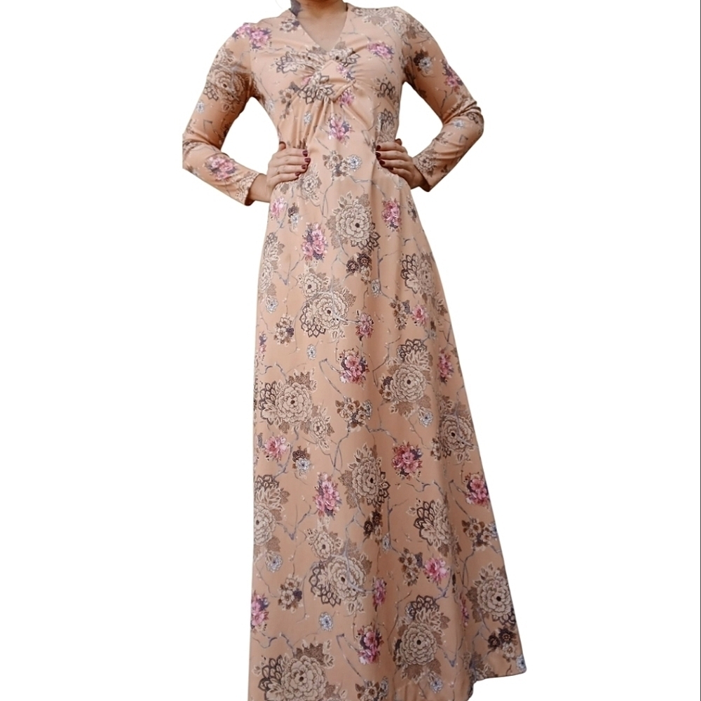 Vintage Mary Lane Champagne Floral Prairie Dress Small - Picture 3 of 3